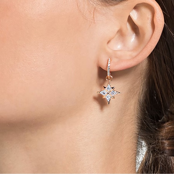 BNIB Swarovski Symbolic Drop Earrings Star White Rose Gold-Tone Plated 5494337 - Picture 6 of 6